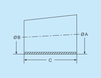 DIN Schweissreduzierungen excentrisch 316L DN20/15 Korn 320 geschliffen