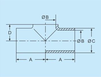 DIN welding tee piece short 304 DN50 320 grinded