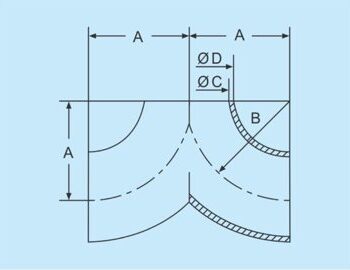 DIN welding Y-bend 316L DN200 320 grinded