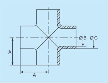 inch welding cross 316L 1,5" 320 grinded