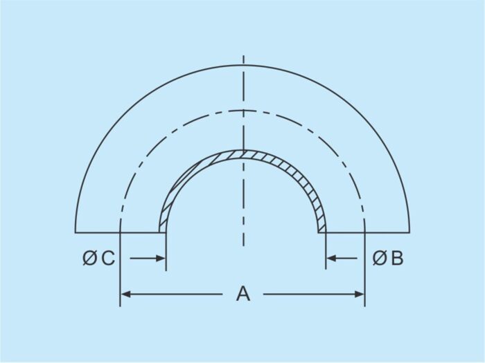 DIN Schweissbogen 180° 304 DN125 Korn 320 geschliffen