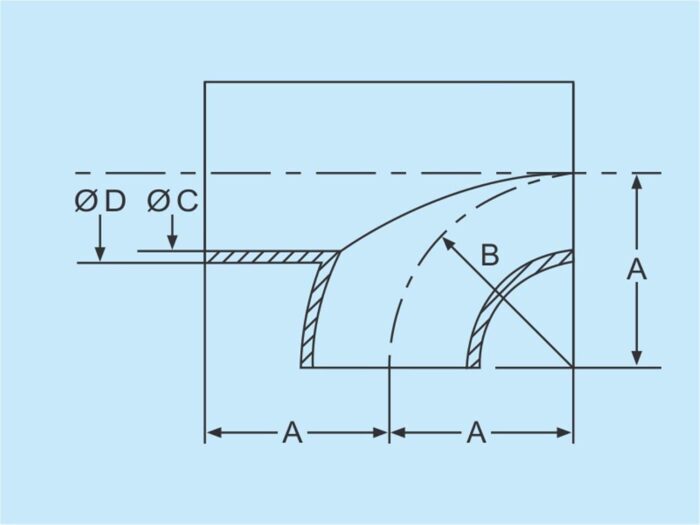 DIN welding tee bend 304 DN20 320 grinded