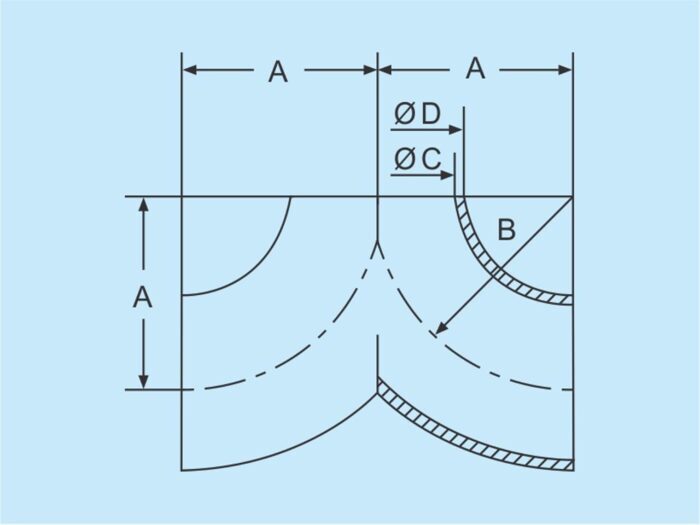 DIN welding Y-bend 316L DN25 320 grinded