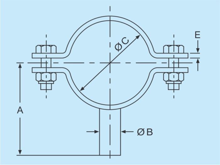 ISO pipe holder with shaft 304 114,3mm