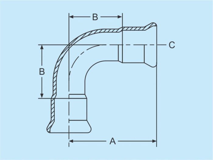 Press Elbow both sides 90° 22mm